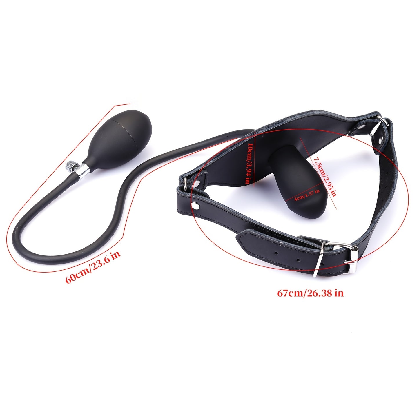 Inflatable Ball Gag With PU Straps For BDSM Bondage Play