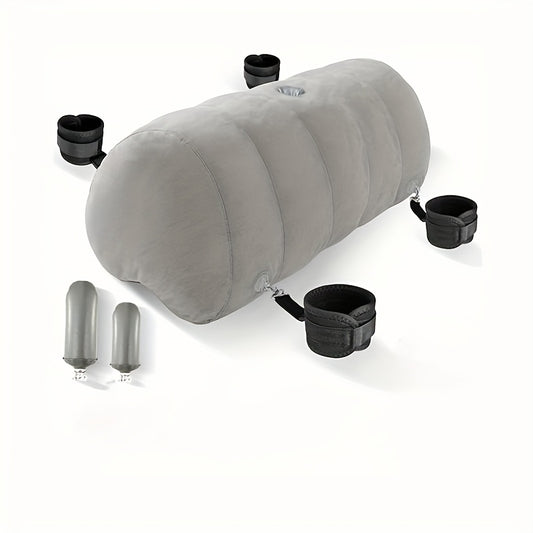 [Heart Shaped Sex Pillow] Inflatable Heart Shaped Sex Pillow - Couples Sex Toys, Dildo Mount, Upsize Wedge With Bondage Cuffs, Cross Strap, Clamps BDSM Kit For Women Men And Couples