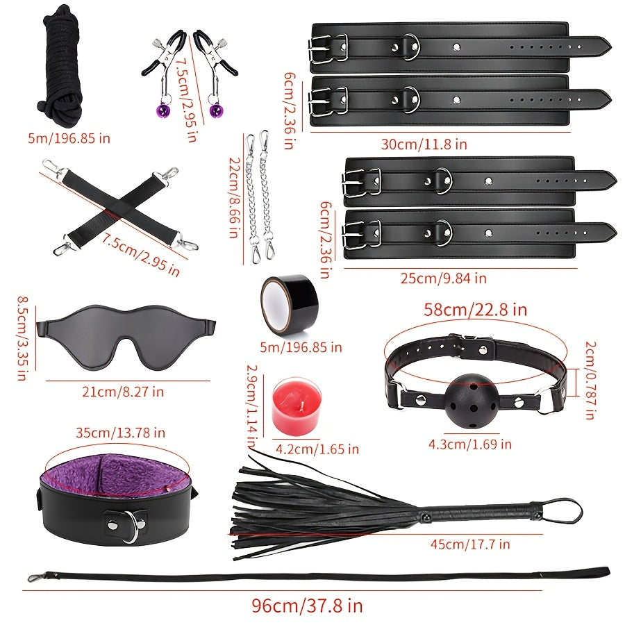 12pcs BDSM Props, Adult Toys, Games, Sex Toys | Bed Aids for Couples, Sexual Stress Relief Tools for Men and Women, Battery-Free Operation