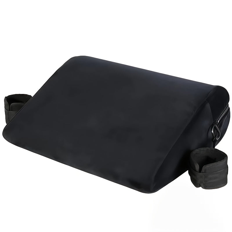 Sex Pillow Foam Sex Furniture Position Pillows With Restraints Handcuffs Set | BDSM Bondage Foam Cushion With Wrist Cuffs, Multifunctional Sex Toys Pillows For Couples, PVC Material, Black