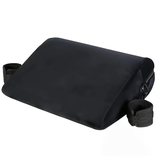 Sex Pillow Foam Sex Furniture Position Pillows With Restraints Handcuffs Set | BDSM Bondage Foam Cushion With Wrist Cuffs, Multifunctional Sex Toys Pillows For Couples, PVC Material, Black
