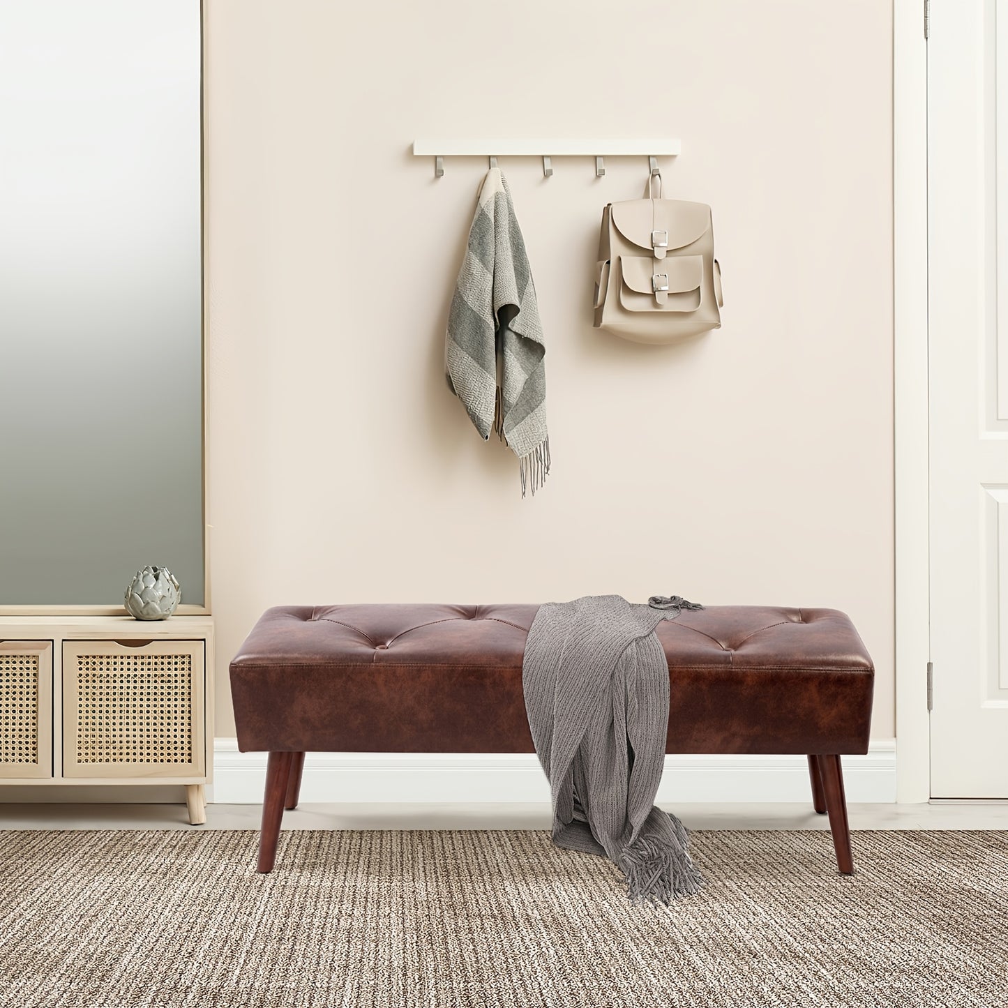 FURNIMART PU Bench With Padded Surface For Safe Home Use