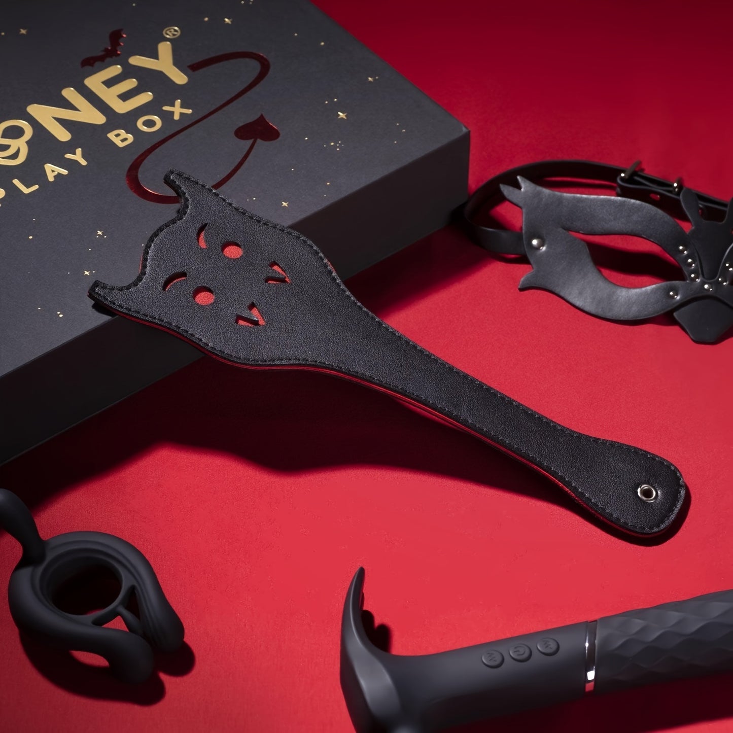 BDSM Four Piece Play Set With G Spot Vibrator Paddle