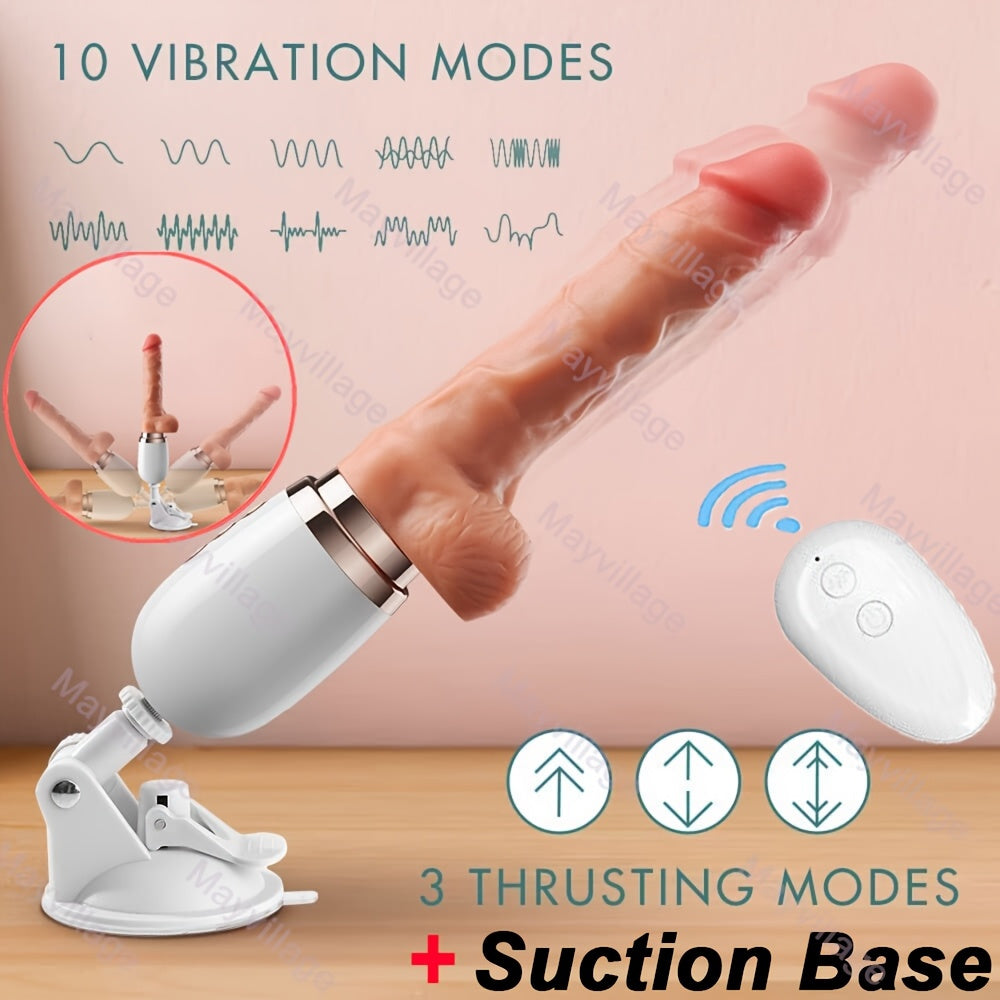 Heating Telescopic Thrusting Vibrating Dildo With Remote Control