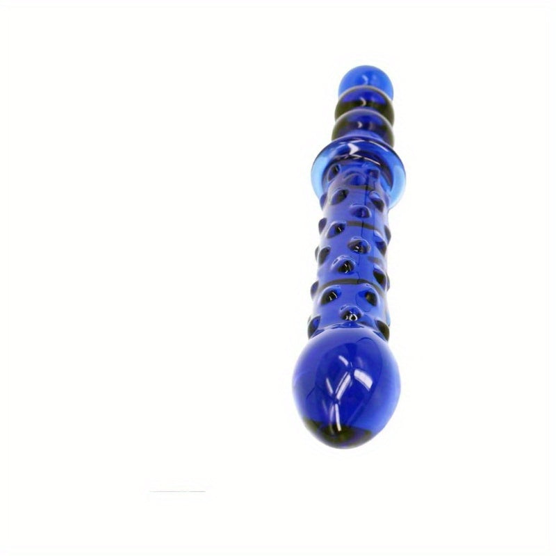 Double Ended Glass Dildo 9 Inch With Beads Textured Surface