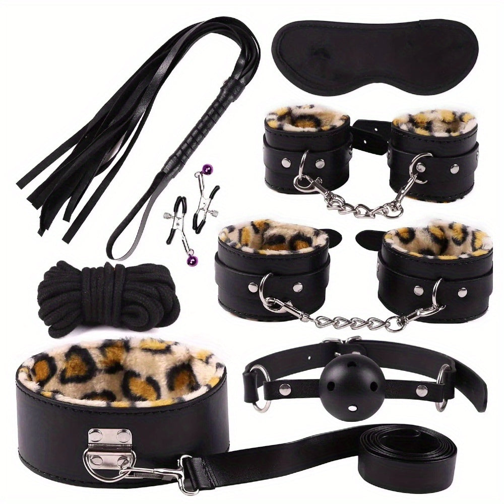 Leather Bondage Kit 30pc Restraints Set for Couples