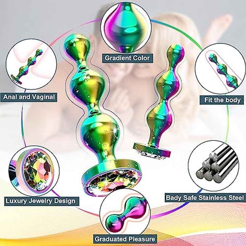 Metal Anal Beads Prostate Massager With Jewelry Design 3 Pack