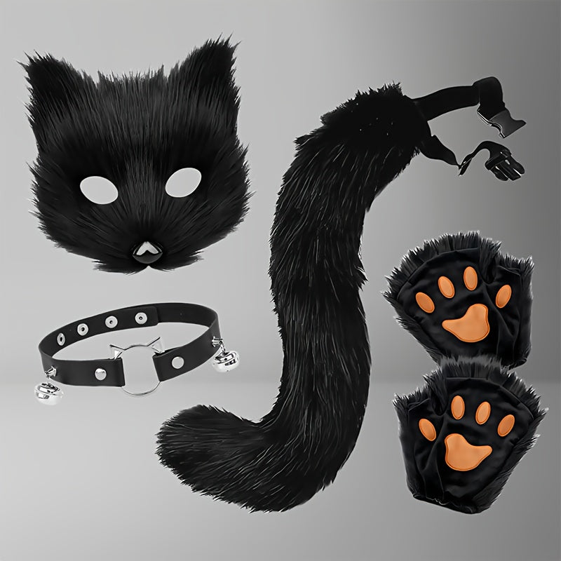Complete Fox Costume Set With Realistic Mask And Plush Tail