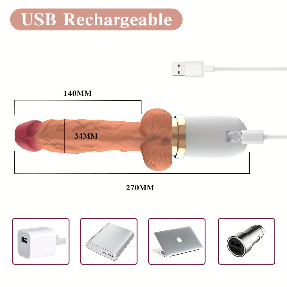Heating Telescopic Thrusting Vibrating Dildo With Remote Control