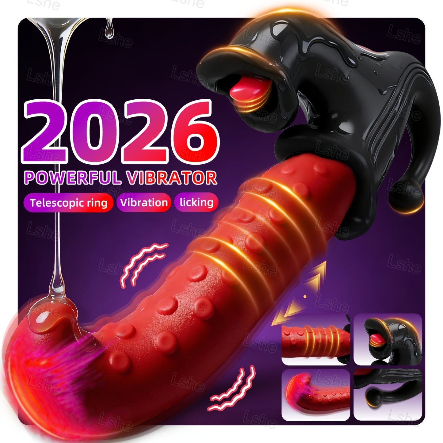 LSHE 3 In 1 Rabbit Vibrator Dildo Silicone USB Rechargeable