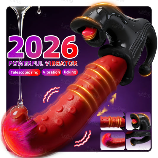 LSHE 3 In 1 Rabbit Vibrator Dildo Silicone USB Rechargeable