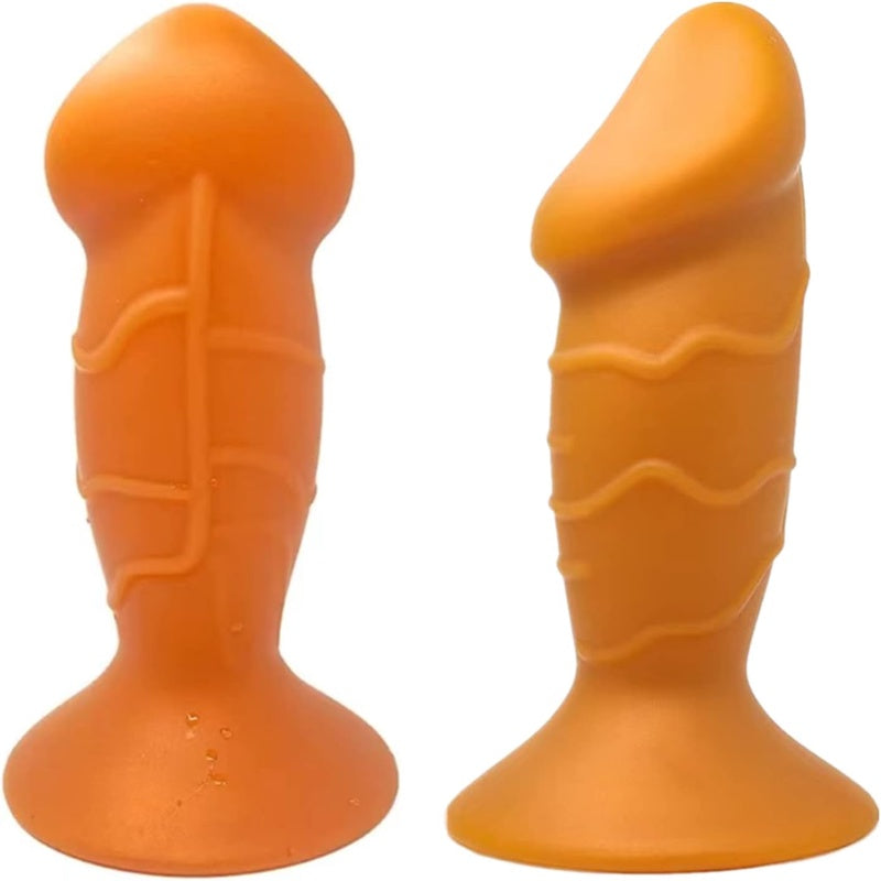 Dildo - Super Soft Anal Plug | Flexible Liquid Butt Plug, Prostate Massage, Vagina G-Spot Dildo, Anal Trainer Kit for Male and Female Beginners, Golden - Small