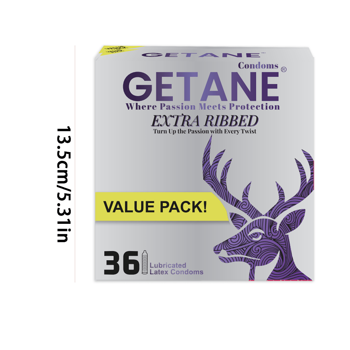 GETANE 72pc Super Smooth Natural Latex Condoms With Lubrication