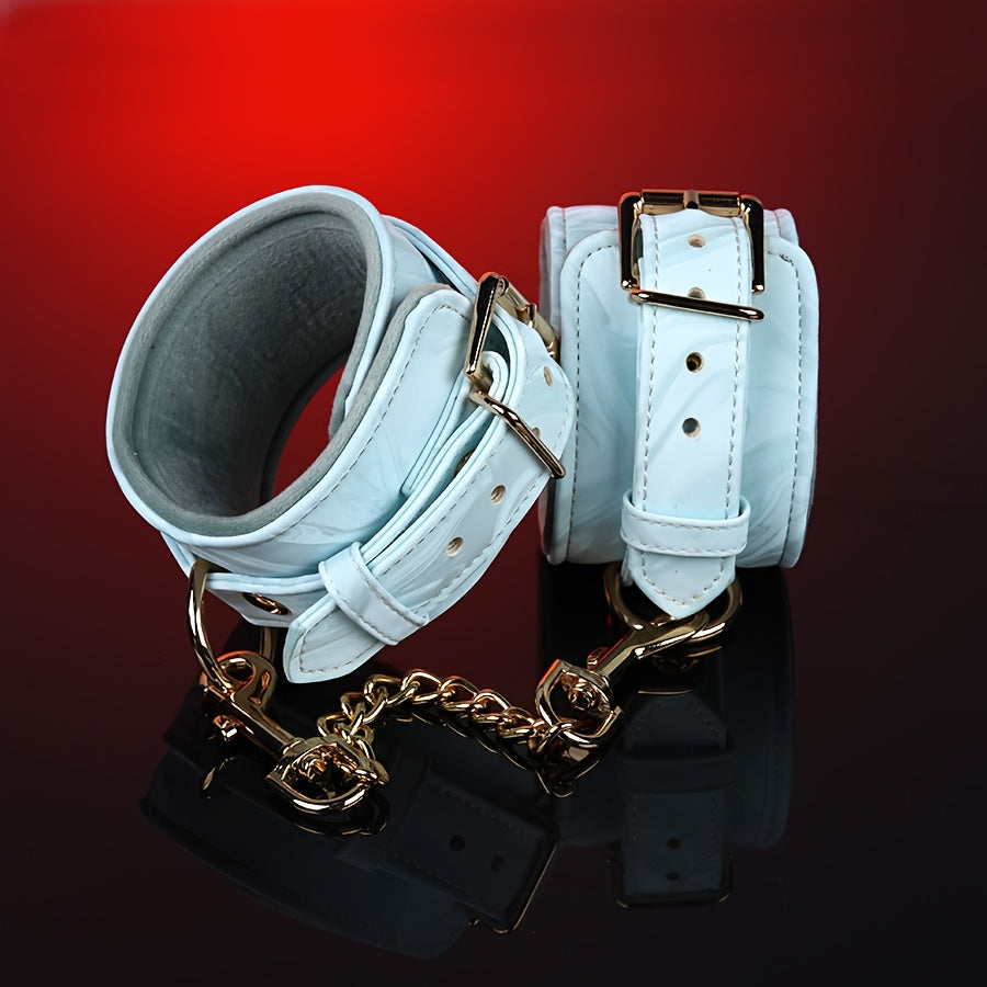 8pcs SM Adult Toy Couple Punishment Game Toy | Includes Mouth Ball, Eye Mask, Leather Whip, Restraint Handcuffs, Collar, Buckle, Made of Leather, Contains Fluff, High-End Factory Direct