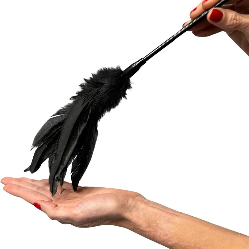 Sex Feather Teaser Tickler Leather Crop for Sensual BDSM Play