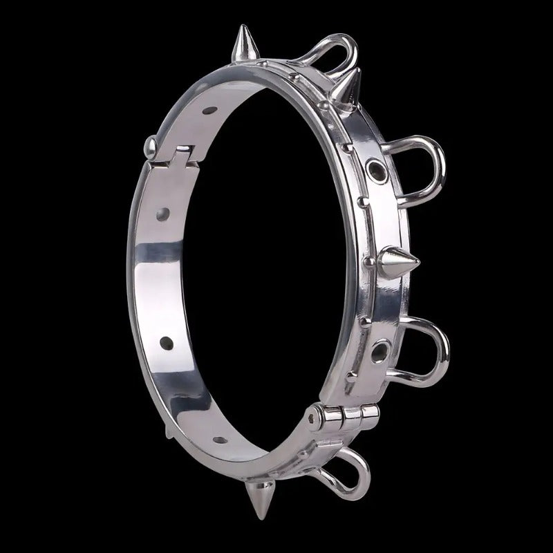 Couple Collar Stainless Steel Lock Leather Leash Set BDSM