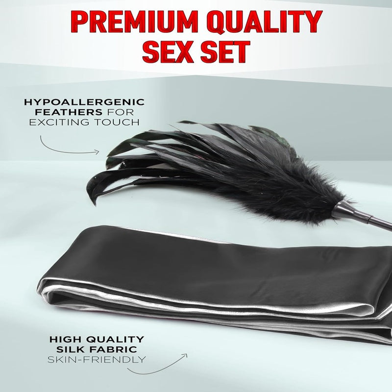 Soft Satin Eye Mask With Feather Tickler Set for Sleep