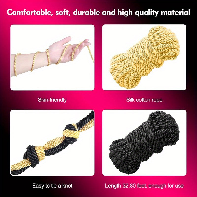 Bondage Restraint Bundle Set With PVC Tape And Silk Rope