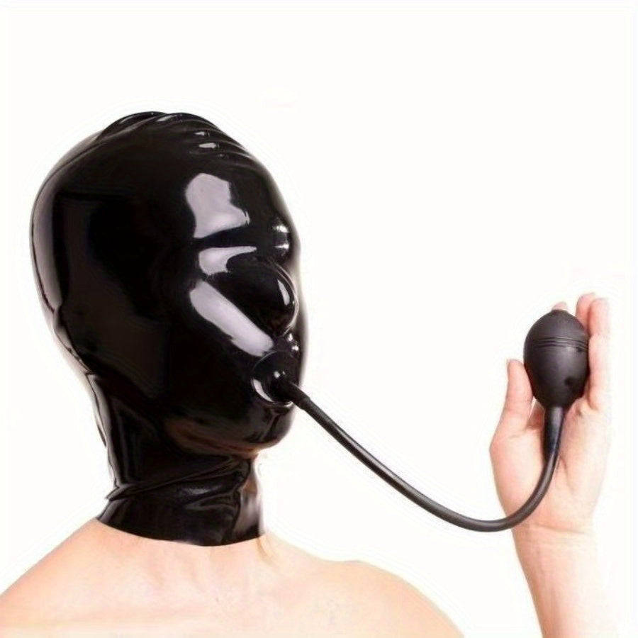 Men's Full Face Latex Mask With Adjustable Inflatable Design Masquerade