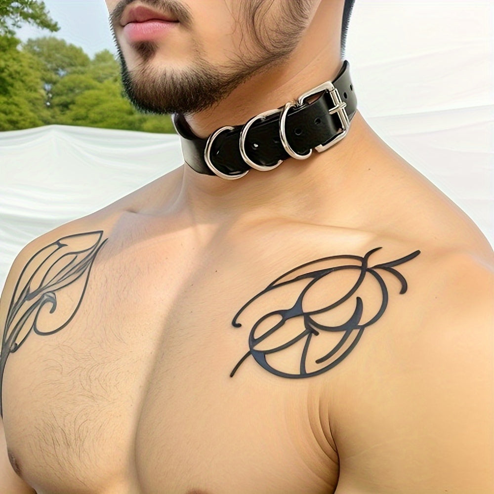 Gothic Punk Hip Hop Multi Ring Collar Necklace for Party