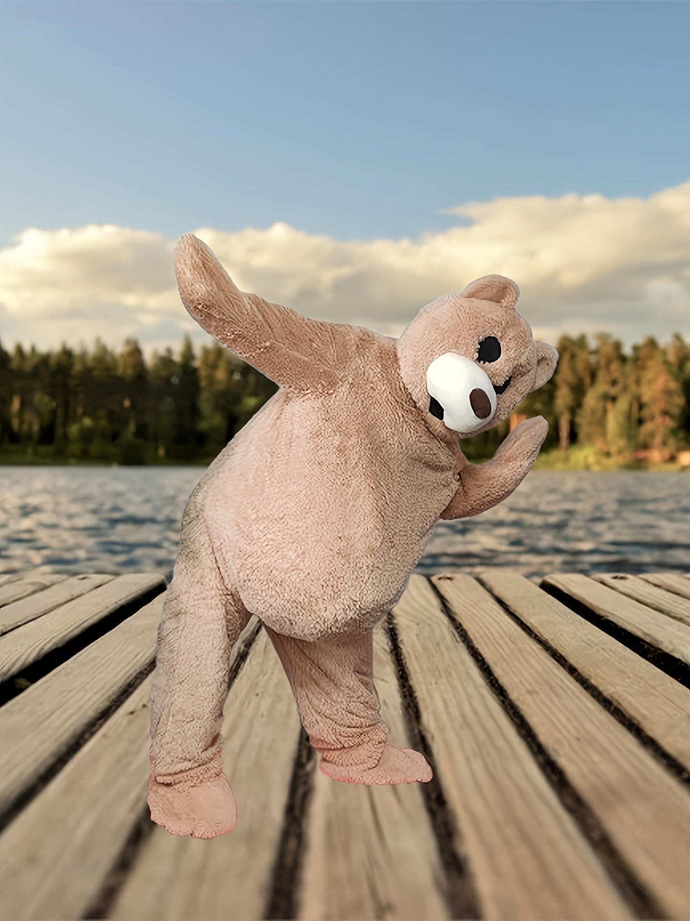 Teddy Bear Mascot Costume Hooded Full Zip Outfit