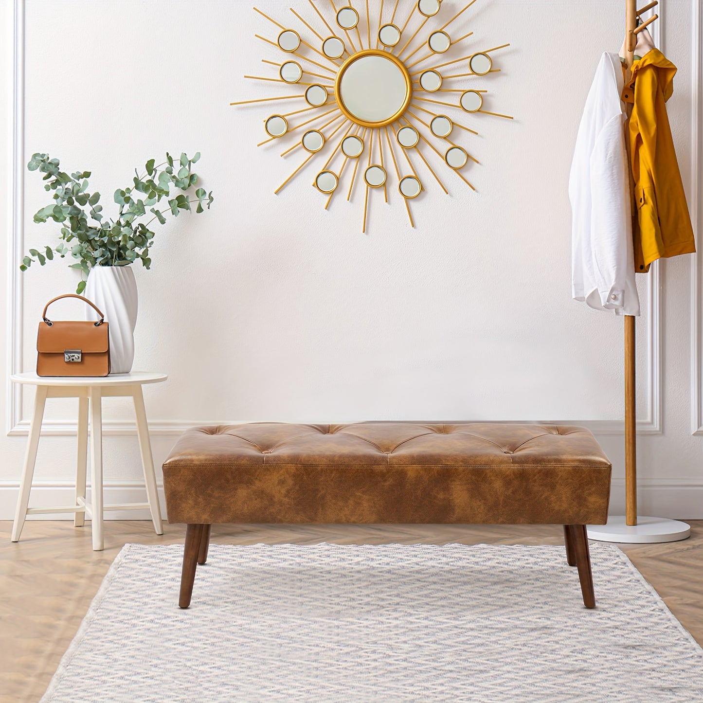 FURNIMART PU Bench With Padded Surface For Safe Home Use