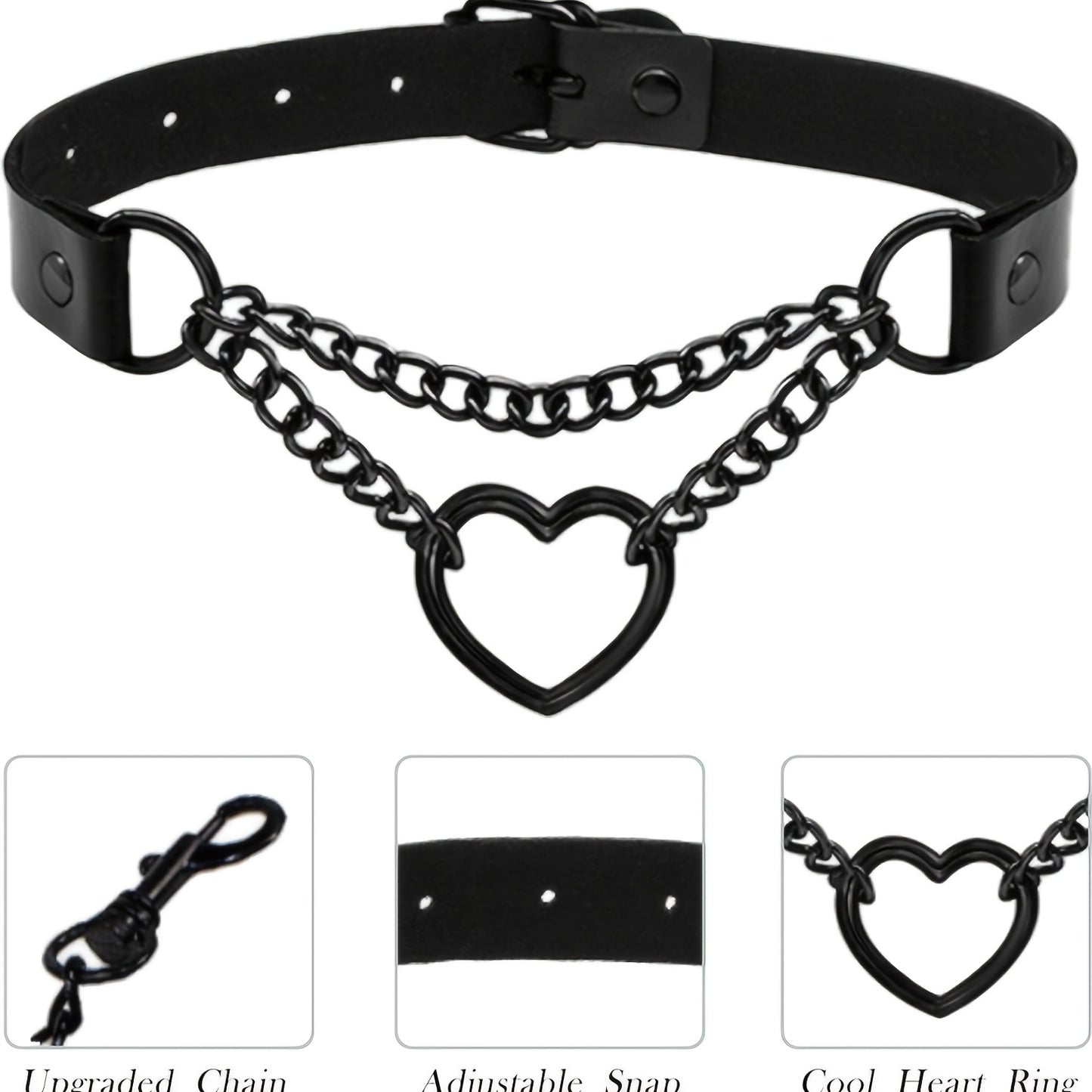 Two Piece Leather Choker Necklace Set For Women Gothic Jewelry