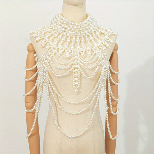 NEULRY New Vintage Heavy Industry Hand-Beaded Freshwater Pearls Body Chain