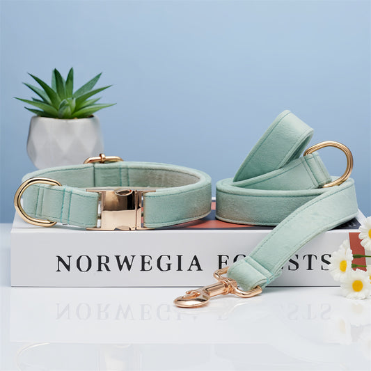 Rose Golden Hardware Luxury Pet Collar And Leash Set Polyester