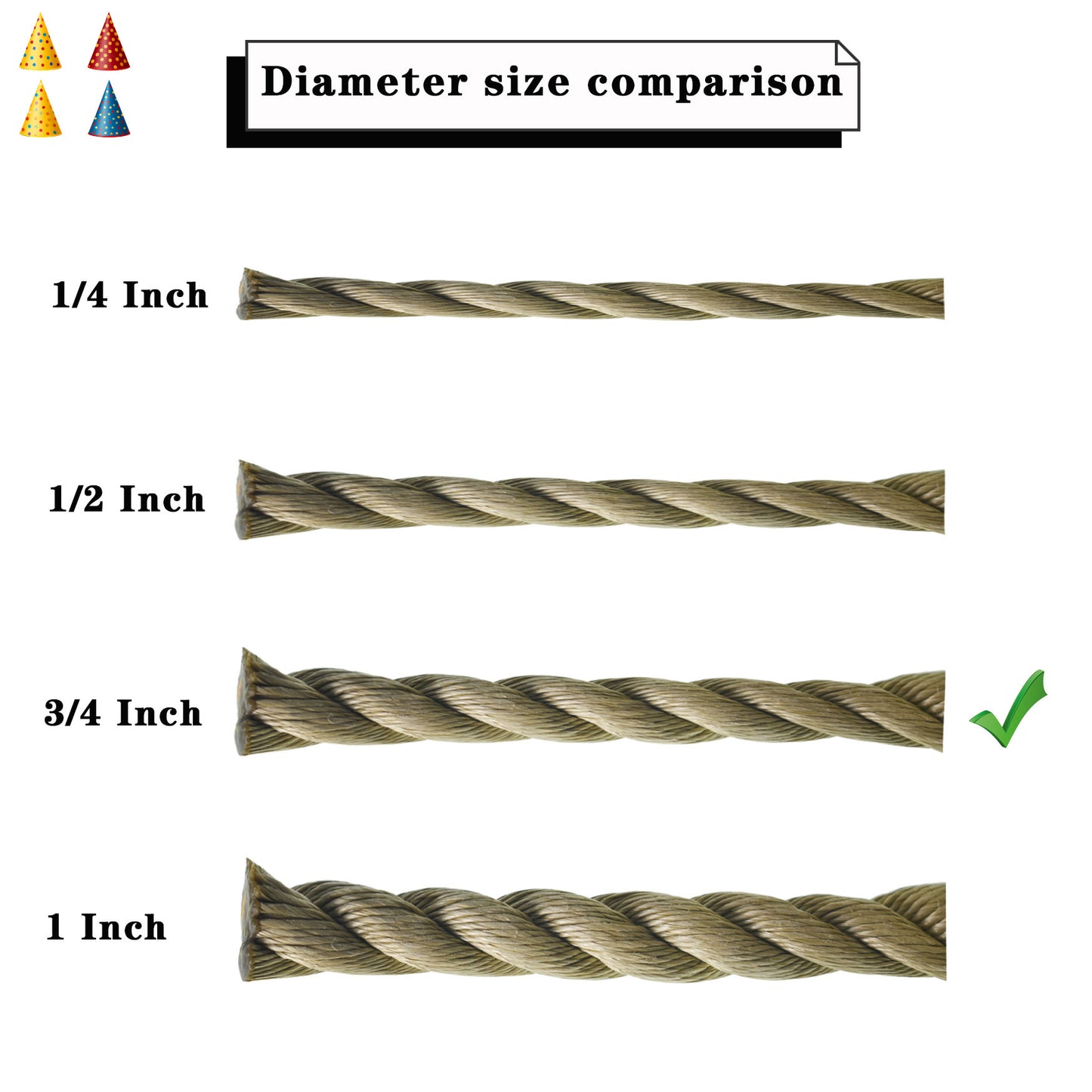 WFLNHB Heavy Duty Polyester 3 Strand Rope for Outdoor Use