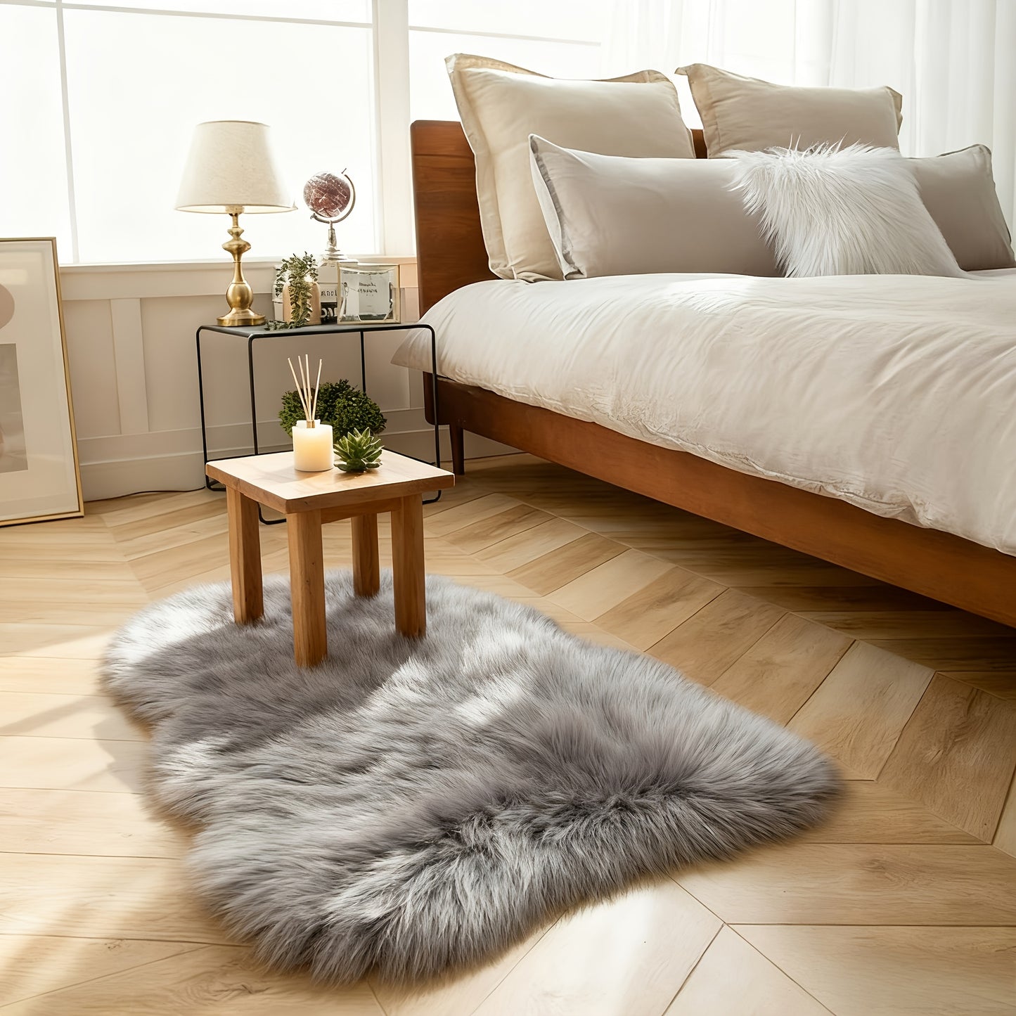 Furies Faux Fur Area Rug Fluffy Plush Irregular Sheepskin Carpet