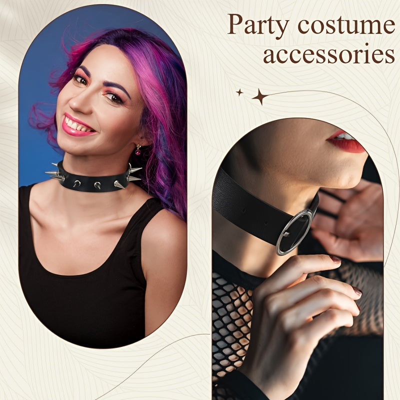 DREYOO Gothic Spiked Choker Necklace Set With Rivets