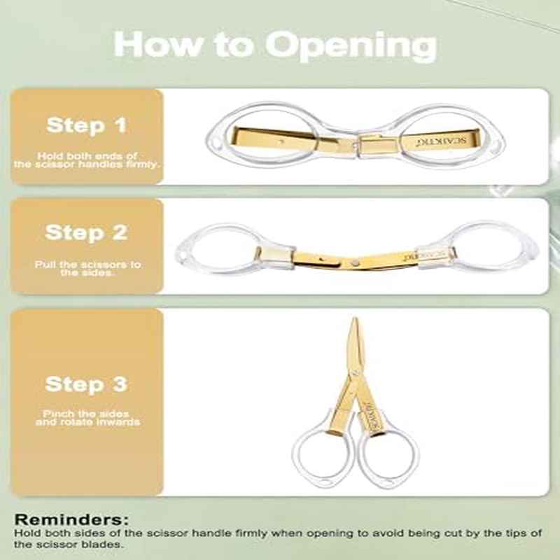 Folding Travel Scissors With Safety Lock And Golden-Titanium Coated Blades
