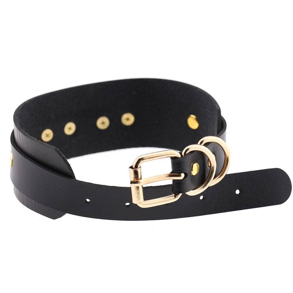 PU Leather Restraint Collar Heart Necklace Choker European American Style