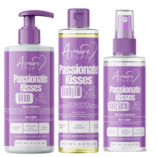 Passionate Kisses Body Oil, Lotion, and Body Spray Bundle