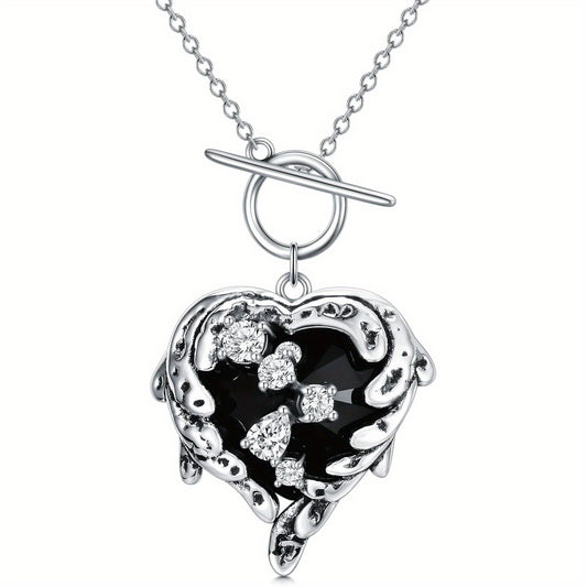 YFN Gothic Steampunk Heart Choker Necklace 925 Sterling Silver