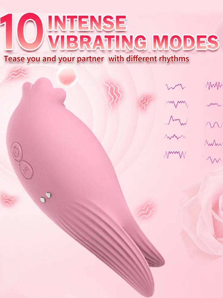 Impact Bird Clitoral Sucking Vibrator for Women, 10 Vibration Modes Pink Soft Silicone Tongue Licking Double Head Stimulator, Portable Couples Adult Toy