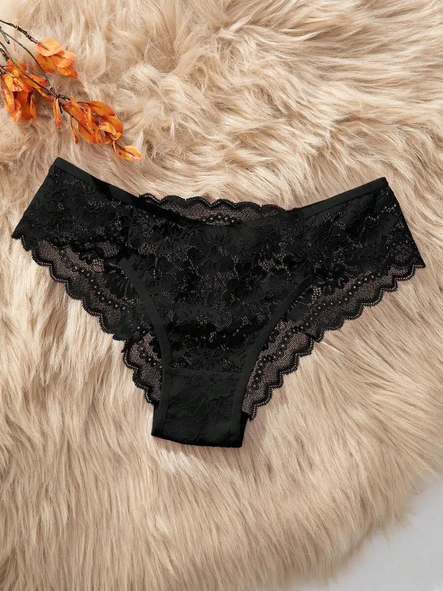 Lace Floral Trim Womens Panties Low Rise Seamless Underwear