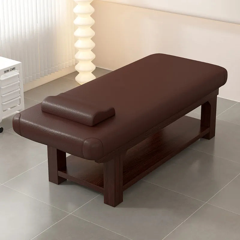 Nordic Cream Style Solid Wood Massage Bed Modern Beauty Salon Massage Bed With Storage Cabinet Salon Furniture Cama Masaje FYMT