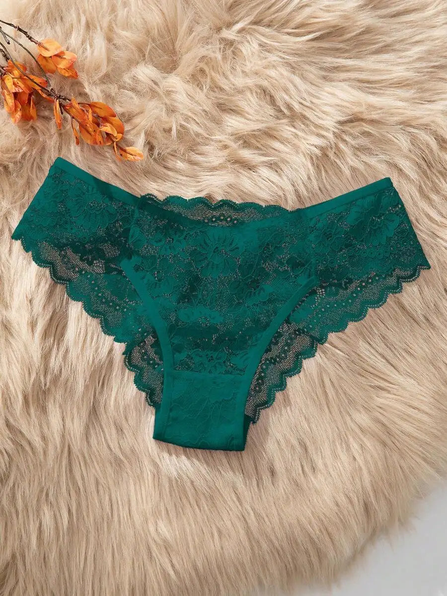 Lace Floral Trim Womens Panties Low Rise Seamless Underwear