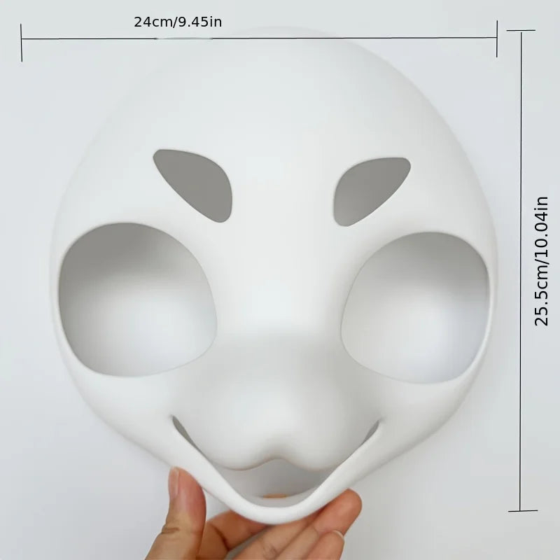 1 piece Japanese style furry mask base - white, cute pet design, suitable for anime exhibitions, Halloween, Christmas costumes (without accessories), anime masks | Humorous design | Smooth texture, anime accessories