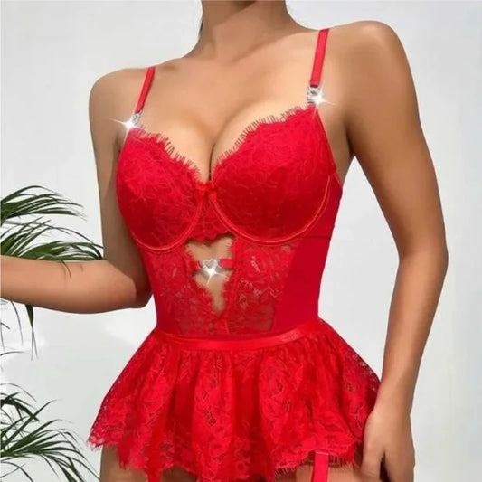 Sexy Lace Flower Lingerie Women's Sexy Clothing Women's Bras And Underwear Sexy Women's G-string Garter Belt Lingerie Sets