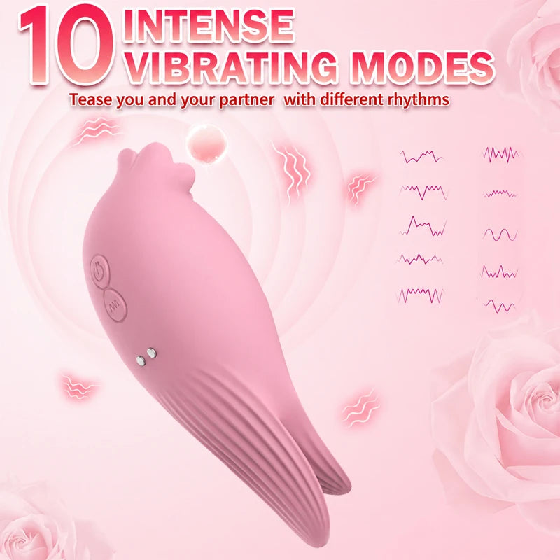Impact Bird Clitoral Sucking Vibrator for Women, 10 Vibration Modes Pink Soft Silicone Tongue Licking Double Head Stimulator, Portable Couples Adult Toy