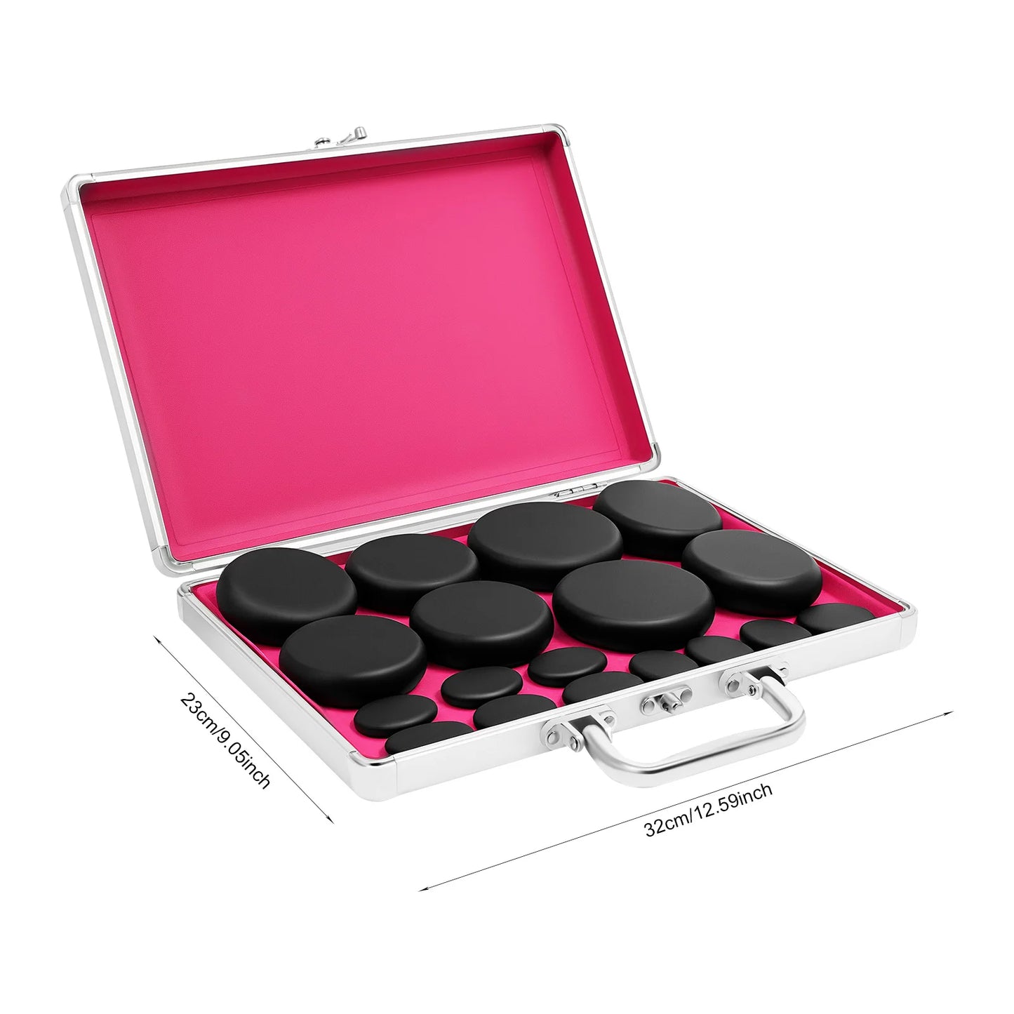 16 Pcs Volcanic Hot Stone Massage Kit with Heating Box for Relaxation, Relieve Muscle Pain & Improve Blood Circulation