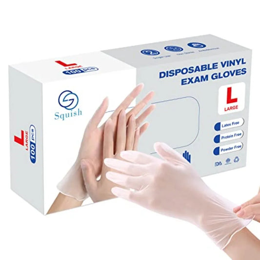 Disposable Gloves, 100 Count 4 mil Clear Vinyl Gloves Latex Free Powder-Free Health Glove Cleaning Rubber Glove for Kitchen Coo