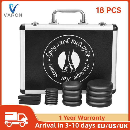 VARON Hot Stones Massage Set, 18 Pcs Basalt Hot Stones with Heater Kit, Massage Stones for Home spa, Relaxing 110V