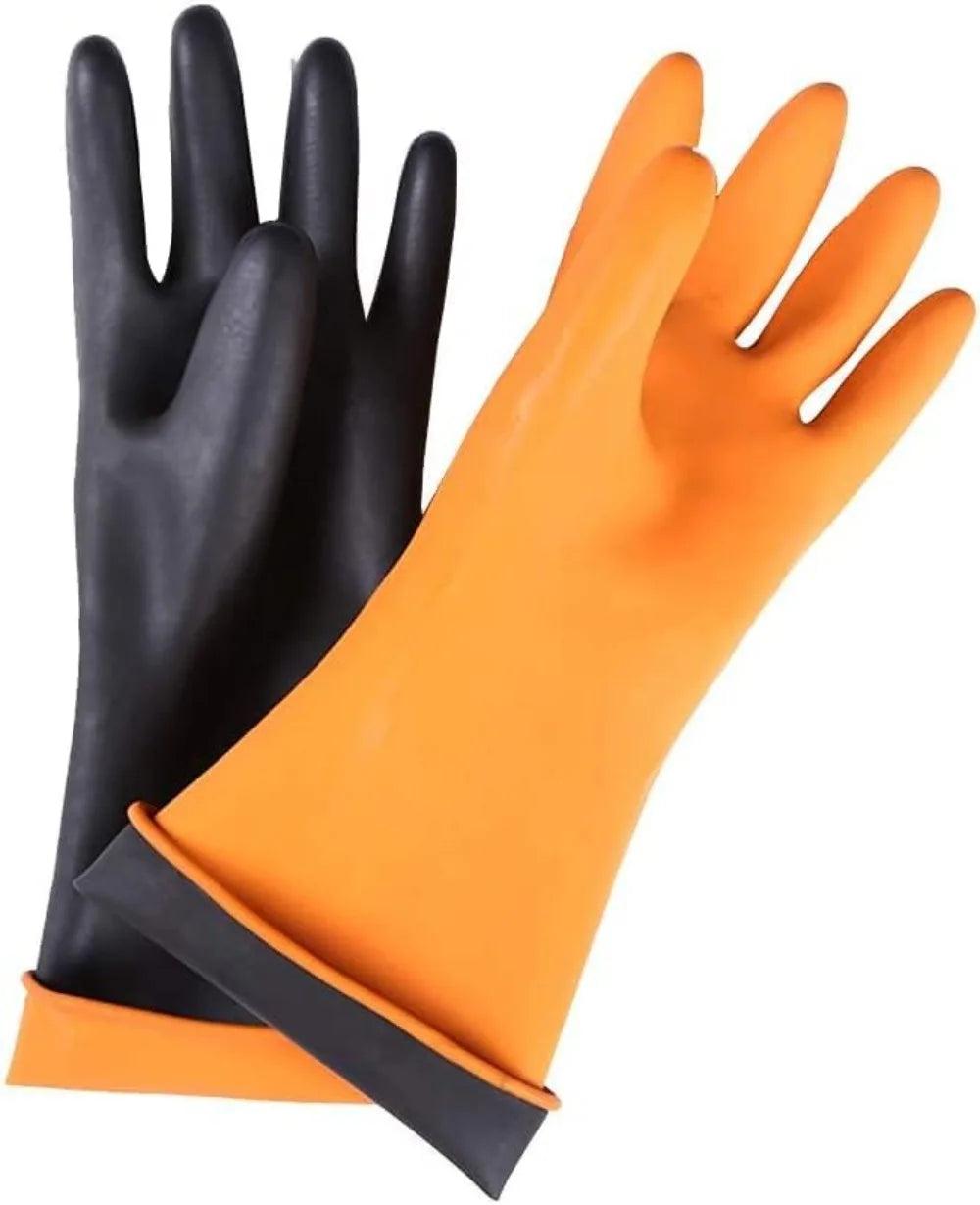 14" XL Heavy Duty Latex Gloves, Chemical Resistant, Reusable Long Rubber Gloves for Dishwashing, Forearm Protection, Waterproof, Acid Alkali Oil Proof