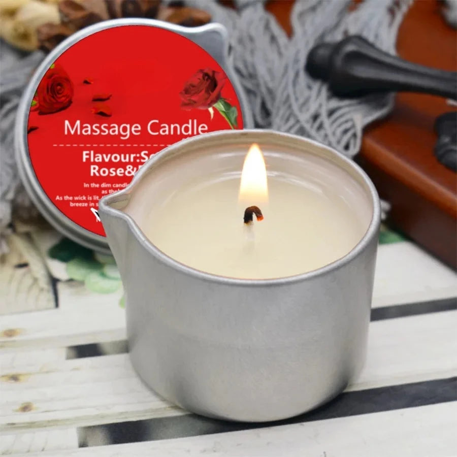 1pc Rose scented Home Body Oil aromatherapy Candle,Massage Oil Candle /2oz Massage Oil Candle forPure Relaxation and Home SPA