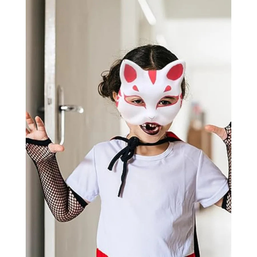 XIPEGPA Therian Masks White Paper Cat Masks to Painted Animal Cosplay Facemask Masquerade Mask Costume Prop for DIY Painting
