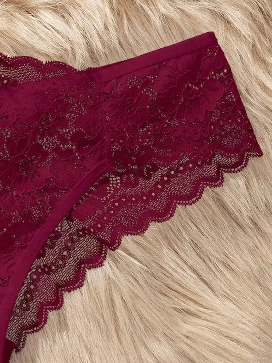 Lace Floral Trim Womens Panties Low Rise Seamless Underwear